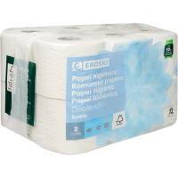 Papel higiénico suave doble rollo EROSKI, paquete 12 rollos