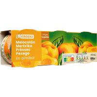 Melocotón almíbar ligero EROSKI, pack 3x115 g