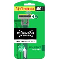 Maquinilla desechable 4 hojas WILKINSON Quattro, pack 3+1 uds
