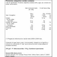 Sliced jalapeños OLD EL PASO, frasco 215 g 