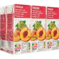 Zumo de melocotón, uva y manzana EROSKI, pack 6x20 cl