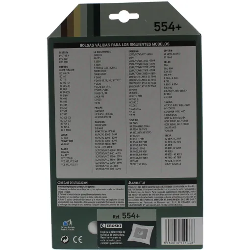 Bolsa de aspirador 554+, contenido de 4 uds