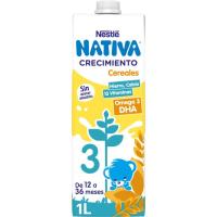 NESTLÉ 1+ hazkuntzako esnea zerealekin, brika 1 l