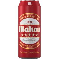 MAHOU 5 ESTRELLAS garagardoa, lata 50 cl