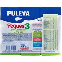 PULEVA PEQUES 3 hazkuntzako esnea zereal eta frutekin, sorta 3x200 ml