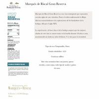 Vino Tinto Gran Reserva D.O. Rioja M. DE RISCAL, botella 75 cl