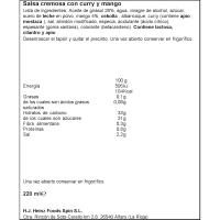 HEINZ curry eta mango saltsa, buruz behera 220 g