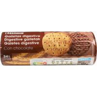 Galleta Digestive con chocolate EROSKI, paquete 300 g