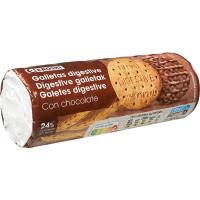 Galleta Digestive con chocolate EROSKI, paquete 300 g