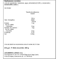 Garbanzo cocido bajo sal LUENGO, frasco 400 g