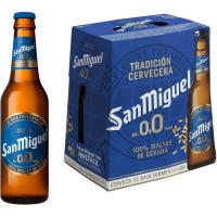 Cerveza sin alcohol 0,0 SAN MIGUEL, pack botellín 6x25 cl