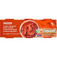 Trozos de potón en salsa americana EROSKI, pack 3x78 g