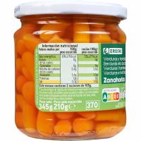 Zanahoria cocida EROSKI, frasco 210 g