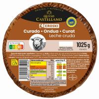 Queso curado de oveja castellano I.G.P. EROSKI, pieza 1,025 kg
