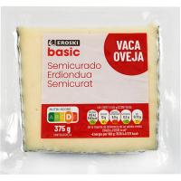Queso semicurado EROSKI BASIC, cuña 375 g