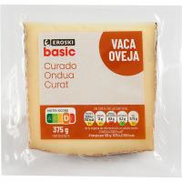 Queso curado mezcla EROSKI BASIC, cuña 375 g