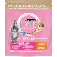 PURINA ONE JUNIOR katuentzako oilasko-arroz jakia, paketea 450 g
