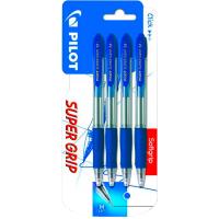 Bolígrafo retráctil, tinta de color azul, punta 1.0mm Super Grip PILOT, 4uds