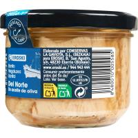 Bonito en aceite de oliva EROSKI, frasco 220 g 