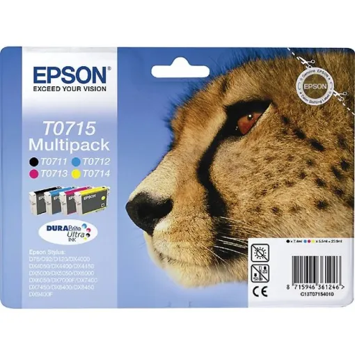 Pack de cartuchos de tinta original, 4 colores T0715 EPSON, 1 ud Pack de cartuchos de tinta original, 4 colores T0715 EPSON, 1 ud