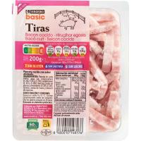 Tiras de bacón ahumado EROSKI basic, tarrina 200 g