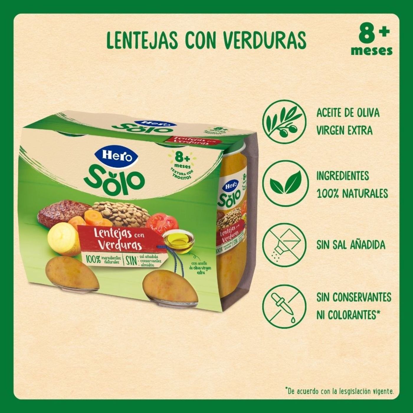 Lentejas con verduras HERO Receta Casera, pack 2x190 g