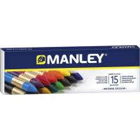 Pintura de cera blanda 15 colores surtidos MANLEY, caja 15 uds