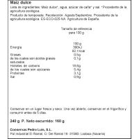 Maíz ecológico PEDRO LUIS, frasco 160 g