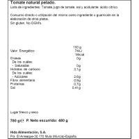 Tomate natural pelado HIDA, lata 480 g