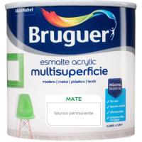 Esmalte acrílico mate blanco permanente BRUGUER, 250ml