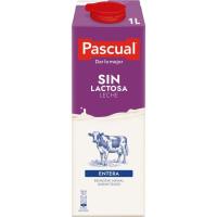 Leche entera sin lactosa PASCUAL, brik 1 litro Leche entera sin lactosa PASCUAL, brik 1 litro