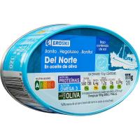 Bonito en aceite de oliva bajo en sal EROSKI, lata 111 g