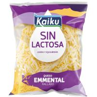 Queso rallado Emmental sin lactosa KAIKU, bolsa 100 g Queso rallado Emmental sin lactosa KAIKU, bolsa 100 g