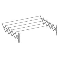 Tendedero de pared extensible, 5 barras de aluminio CUNCIAL, abierto: 120x23x71 cm