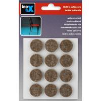 Fieltro adhesivo lana color marrón Ø 22 mm INOFIX, pack 12 uds
