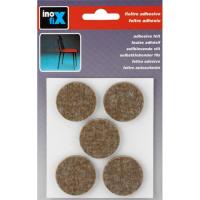 Fieltro adhesivo lana color marrón Ø 34mm INOFIX, Pack 5 uds