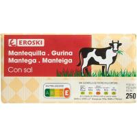 Mantequilla con sal EROSKI, patilla 250 g