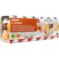 Lcasei fresa, platano y piña coco EROSKI, pack 12x100 ml