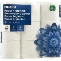 Papel higiénico acolchado EROSKI, paquete 9 rollos