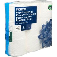 Papel higiénico acolchado EROSKI, paquete 9 rollos