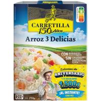 Arroz 3 delicias CARRETILLA, bandeja 250 g