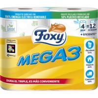Papel higiénico FOXY Mega 3, paquete 4=12 rollos