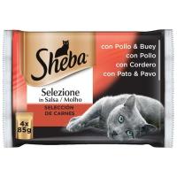 Selecciòn de carne en salsa SHEBA, pack 4x85 g