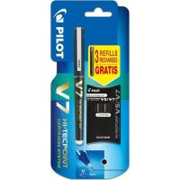 Bolígrafo tinta líquida negra, punta 0.7mm + 3 cartuchos recambio V7 PILOT Bolígrafo tinta líquida negra, punta 0.7mm + 3 cartuchos recambio V7 PILOT