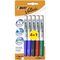 Rotulador pizarra blanca Velleda colores surt Punta 4,5mm Trazo 1,4mm BIC, 5uds