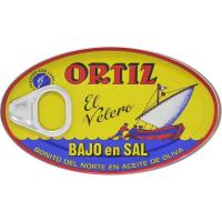 Bonito del norte en aceite bajo en sal ORTIZ, lata 112 g