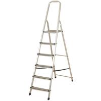 Escalera doméstica de aluminio con 6 peldaños, Normativa EN131, 1 ud