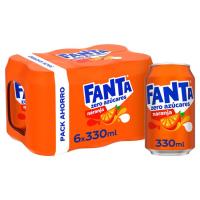 Refresco de naranja FANTA ZERO, pack 6x33 cl