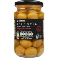 Aceitunas verdes sabor anchoa Eroski SELEQTIA, frasco 200 g