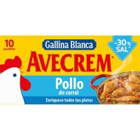 Caldo de pollo natural -30% sal AVECREM, caja 10 unid.